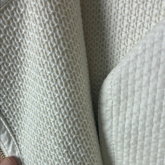 Calvin Klein Leather Women's Cream Faux Rider Jacket - Picture 8 of 13